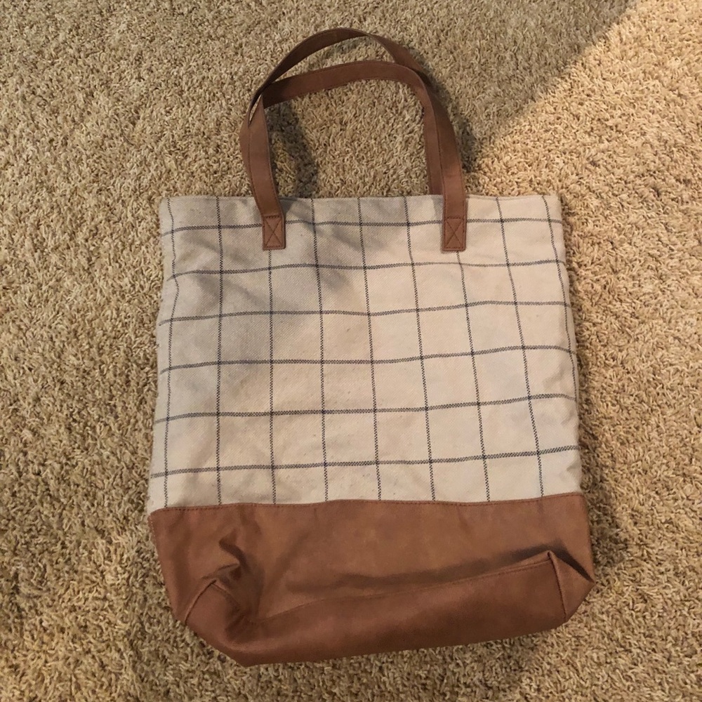 Merona Target Faux Leather Plaid Tote Bag